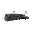 thumbnail image 4 of Benjara Reid Modular 5pc Sectional Chaise Sofa, Throw Pillows, Padded, Dark Gray-Color:Light Gray, 4 of 5