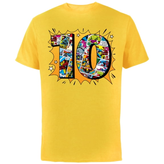 Marvel Avengers Comics 10th Birthday - Short Sleeve Cotton T-Shirt for Adults - Customized-Yellow