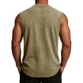 thumbnail image 5 of Men's Vintage Washed Tank Top - Soft Cotton Sleeveless Muscle Shirt with Contrast Binding, Distressed Casual Vest for Gym & Streetwear Army Green L, 5 of 6