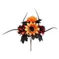 thumbnail image 2 of FEOLGEHLY Halloween Decorations Outdoor Indoor, Halloween Black Orange Simulated Bouquet Dark Wind Rose Sunflower Dahlias Flower Arrangement Festival Floral Decoration Fake Flowers (Orange), 2 of 6