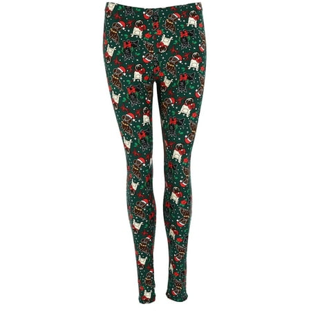 Dot Print Legging - Size Medium Women's Christmas Dog Print Leggings, Green