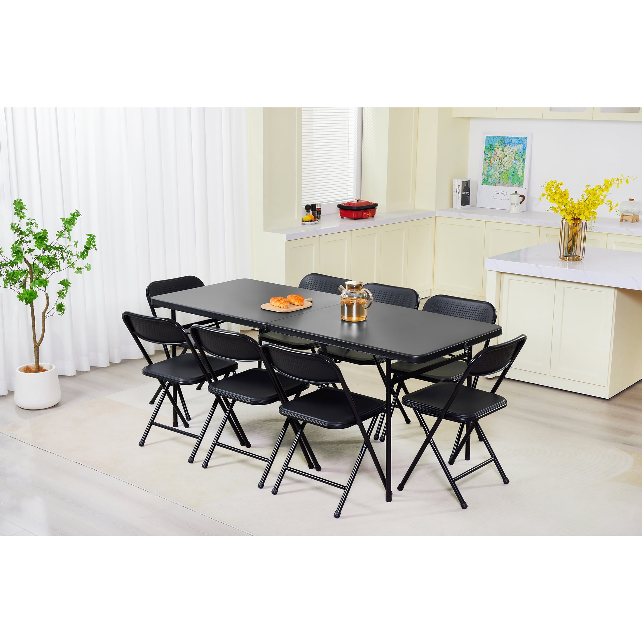 Mainstays 6' Rectangle Centerfold Folding Table, Black