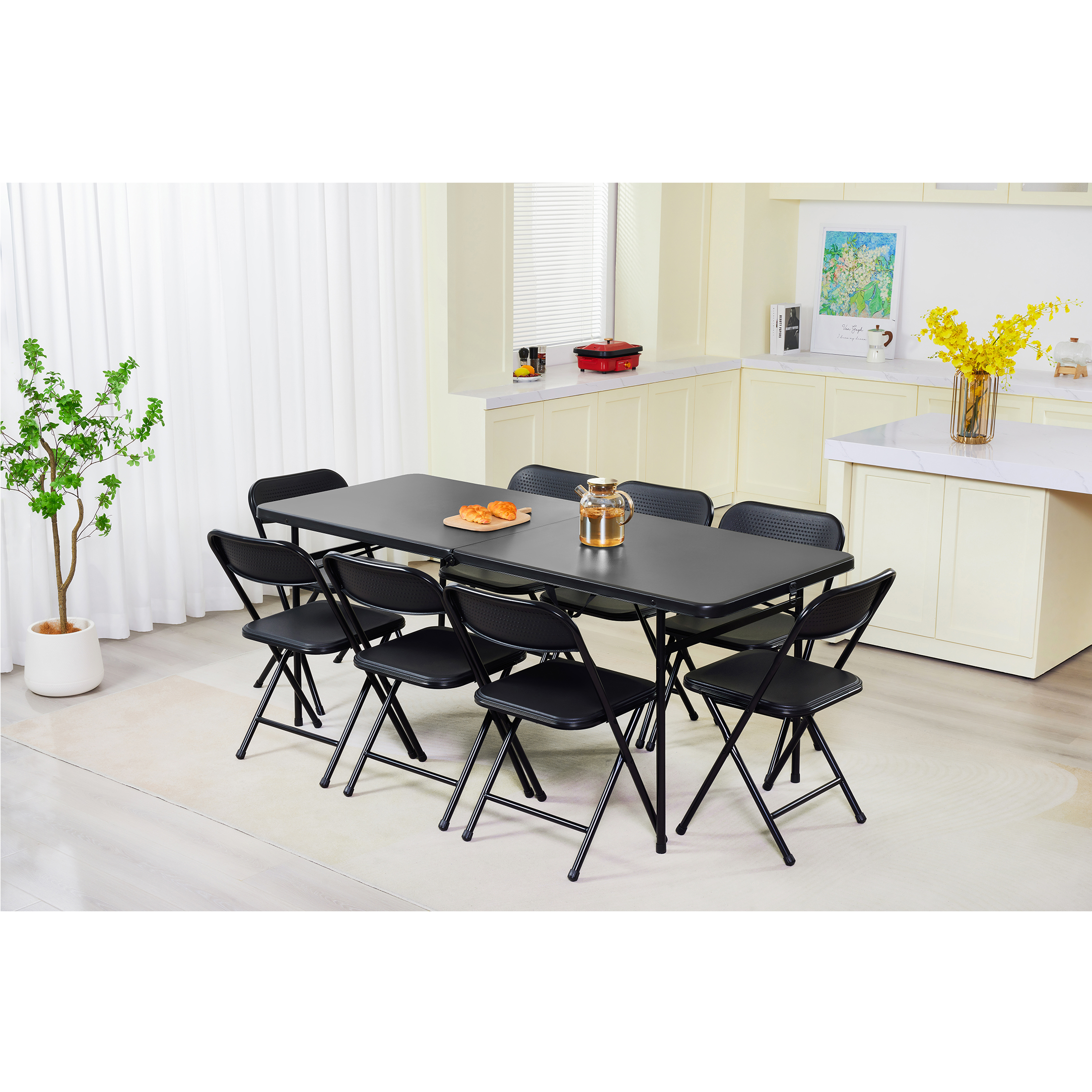 Mainstays 6 ft Rectangle Folding Table, Black photo 7