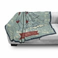 thumbnail image 2 of Snowy Soft Flannel Fleece Blanket, Hello Winter Lettering with a Bear and Scarf Pine Tree Christmas, Cozy Plush for Indoor and Outdoor Use, 50" x 60", Pale Blue Vermilion and Cream, by Ambesonne, 2 of 5