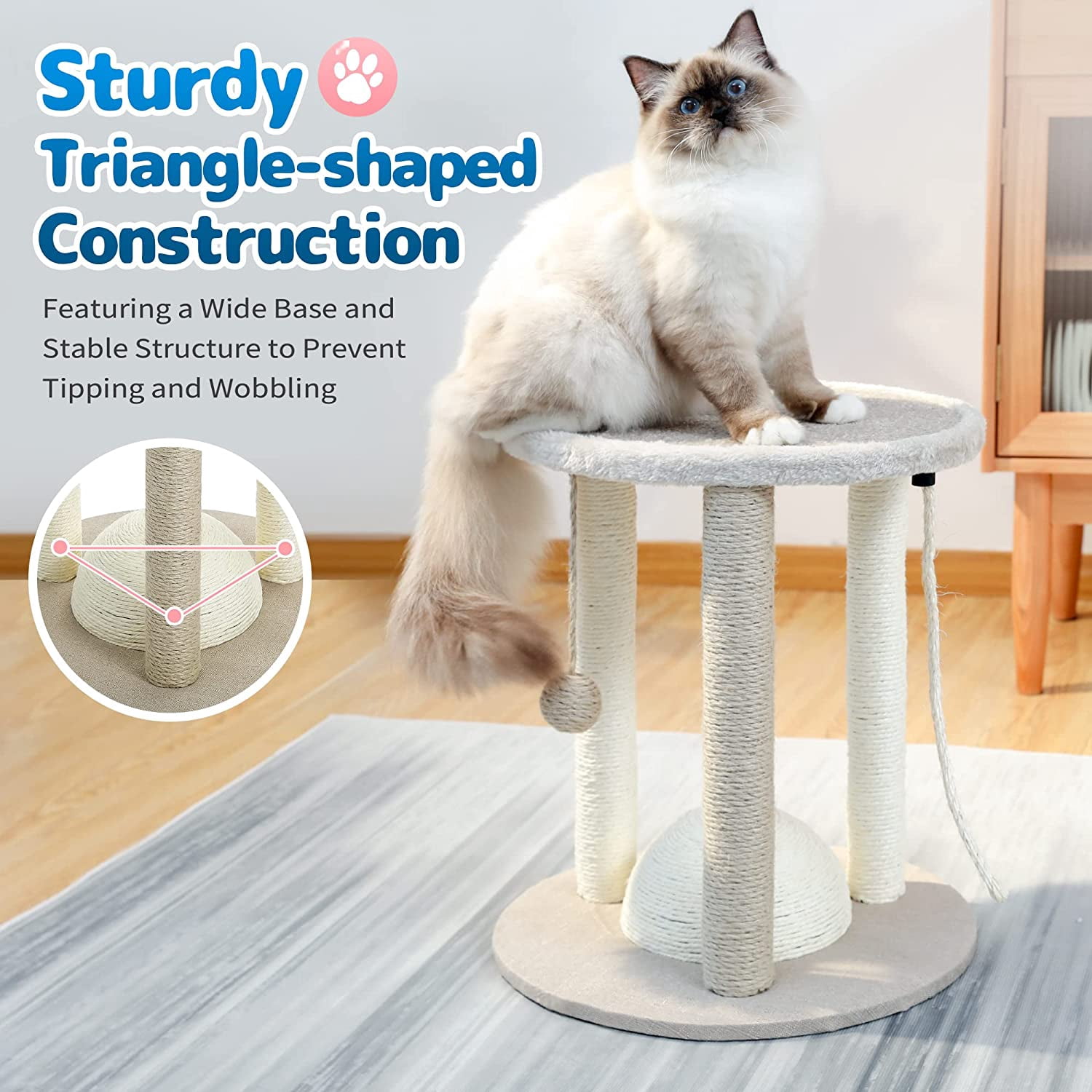 Made4Pets 17 in tall Small Cat 4 in 1 Kitten Scratch Scratching Posts with Assembly Tools, Beige