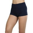 thumbnail image 3 of ToBeInStyle Women's Wide Waistband Rollover Yoga Shorts - True Navy Blue - S, 3 of 4