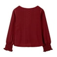 thumbnail image 5 of Girls Sweatshirts Kids Casual Knit Long Sleeve Shirts Tops Round Neck Hollow Out Blouse Loose Fit, Comfortable Breathable Soft Warm Basic Tops,Size:12-14 years, 5 of 7