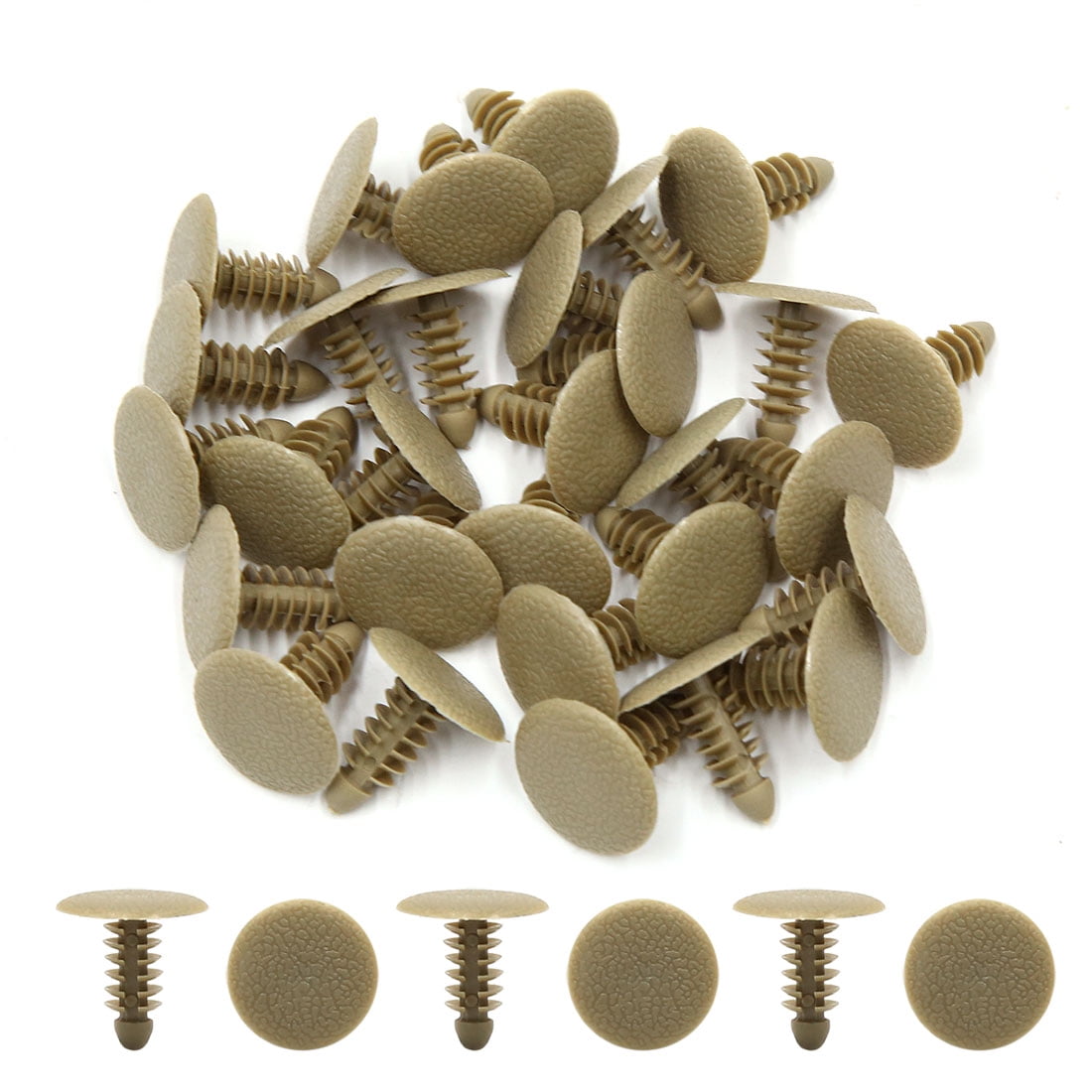 30 Pcs Beige Car Plastic Push in Fastener Rivets Clips 8mm x 18mm x