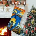 thumbnail image 1 of La Garrapata Tema: Calcetines de Navidad, fino lino blanco para colgar en escaleras y chimenea, decoración navideña para el hogar, regalo de Navidad.54cm×38cm, 1 of 5
