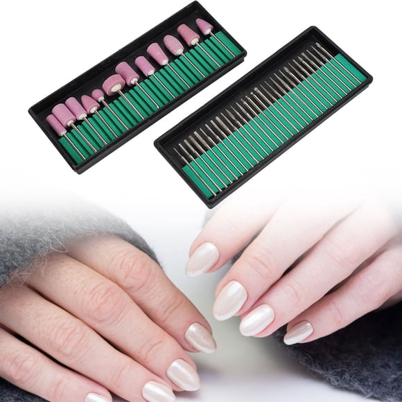 Juego De Agujas De Brocas Para Uñas,de Cuarzo, Acero Al Carbono, 12 Brocas + 30 Agujas De Pulido, Fácil De Moler, Larga Vida útil, Diferentes Tipos Para Uñas De Cristal,
