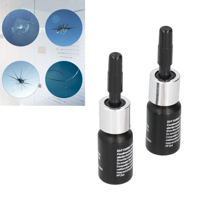 Liquide de Réparation de Fissures de Pare-Brise de Voiture 2ML, Kit de Résine de Réparation de Pare-Brise, Kit de Réparation de Vitres Auto, Fluide de Réparation de Fenêtres pour Fissures et Rayures Auto