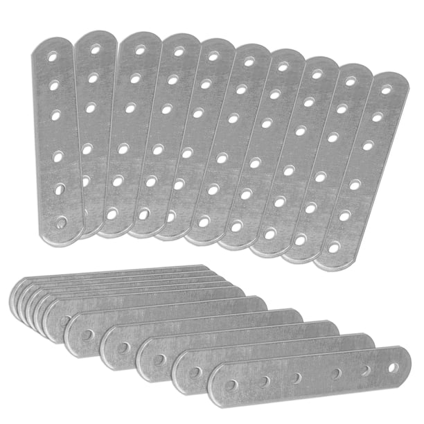 Placas conectoras metálicas OMIdeas, paquete de 20, 10 x 1,5 cm, galvanizadas