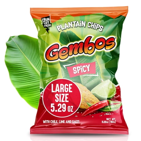 Gembos Spicy Chile Lime Plantain Chips, 5.29 oz, 1 Pack