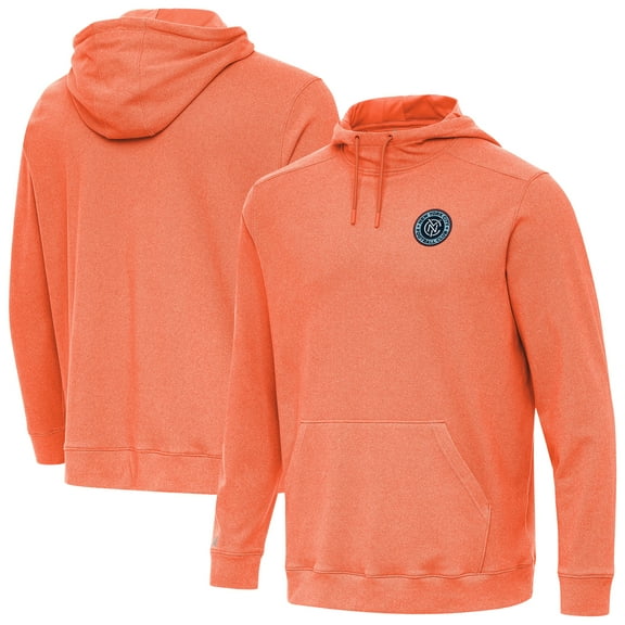 Men's-Antigua  Heather Orange New York City FC Cloud Pullover Hoodie