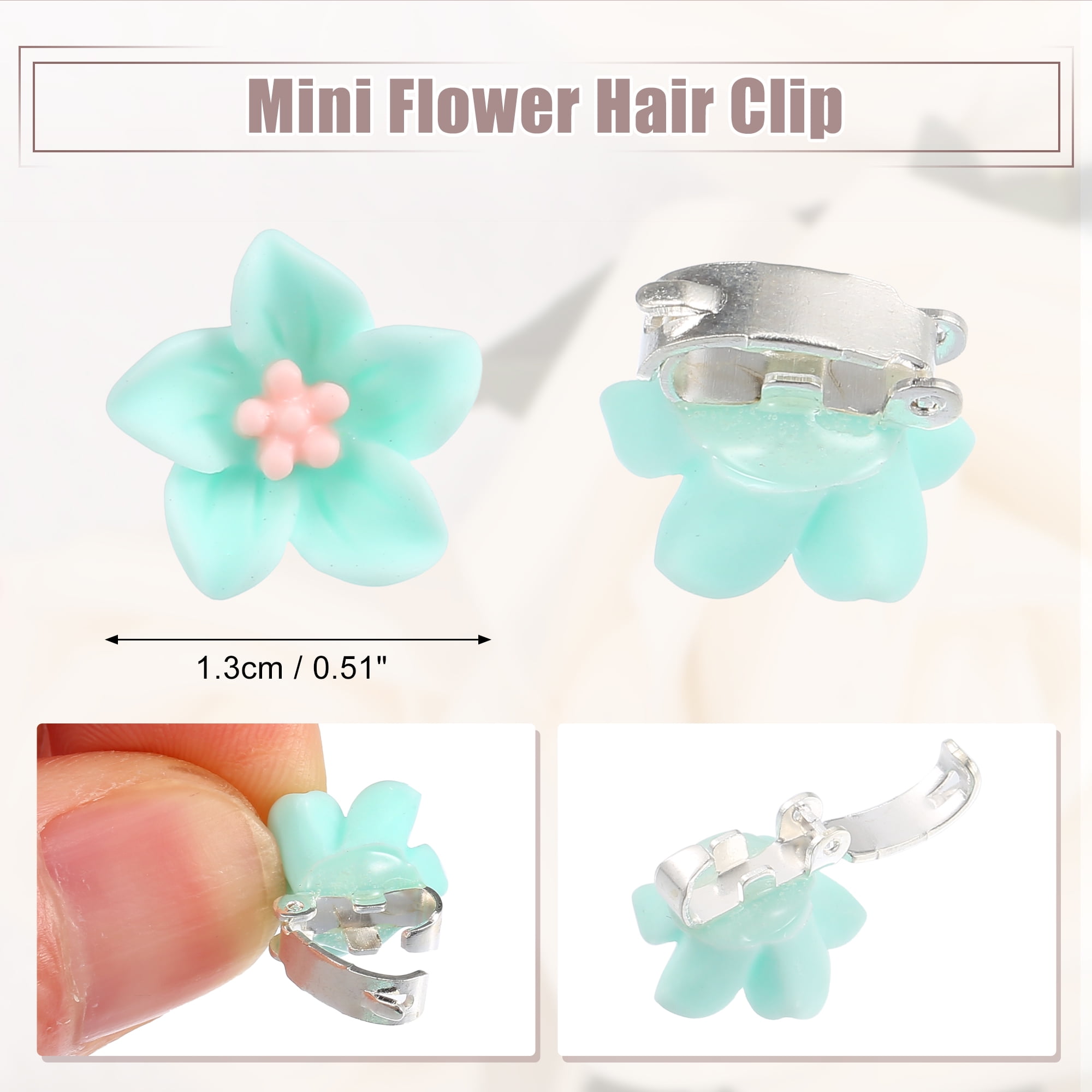 Unique Bargains 20Pcs Small Cute Mini Flower Hair Clips Purple Green
