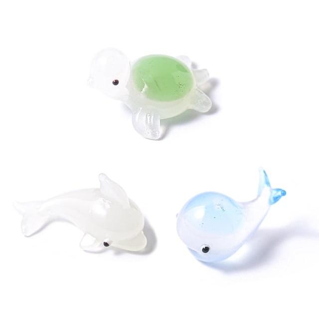 Figuritas de animales pequeños de vidrio, 3 uds., tortuga de vidrio soplado a mano, delfín, ballena, arte, adorno de animales marinos para decoración del hogar, regalo de cumpleaños