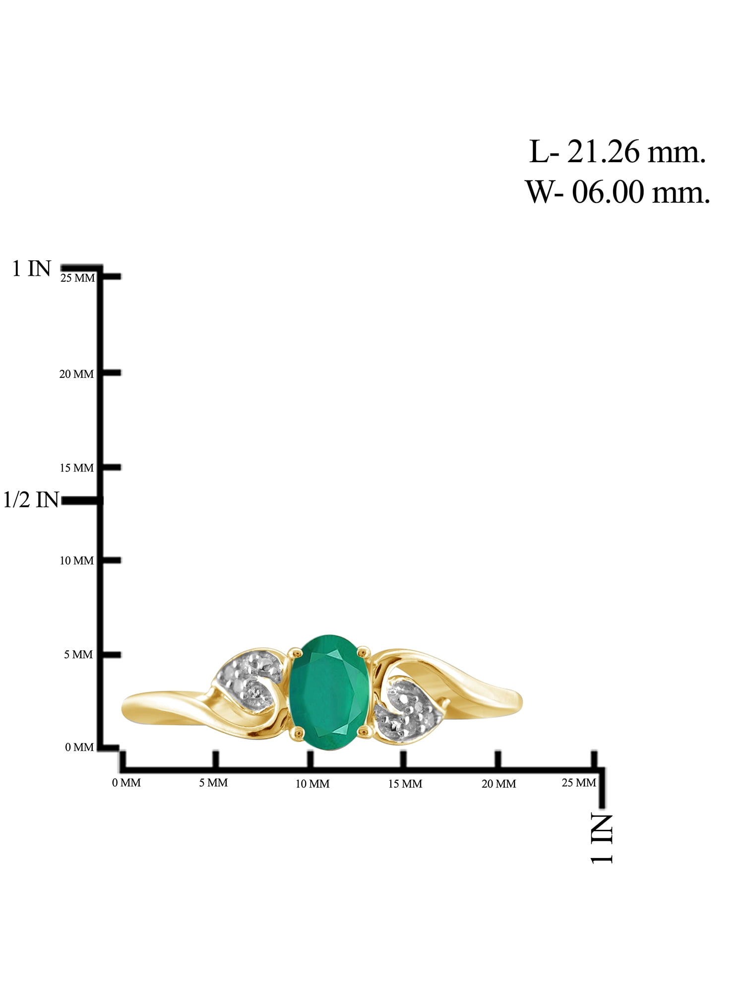 JewelersClub Emerald Ring Birthstone Jewelry – 0.33 Carat Emerald 14K Gold Plated Silver Ring Jewelry with White Diamond Accent – Gemstone Rings with Hypoallergenic 14K Gold Plated Silver Band