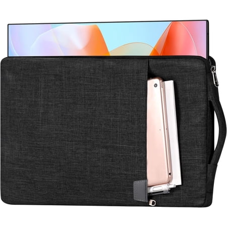 18.5-inch Portable Case with Acessories Storage Sleeve for 18.5 Portable Monitors Water-Resistant Cover with Pocket (Black)