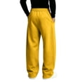 thumbnail image 4 of Hsovts Loose Wide Leg Sweat Joggers for Men, Elastic Waist Relaxed Solid Color Trousers, Side Pocket Open Hem Daily Streetwear Pants Yellow XL, 4 of 4
