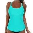 thumbnail image 1 of ylioge Swimsuits Tops for Women Tankinis Tank Top Built in Bras Ladies Solid Color Sleeveless Crewneck Tankini Vests Summer Beach Swimwear Tanks, 1 of 3