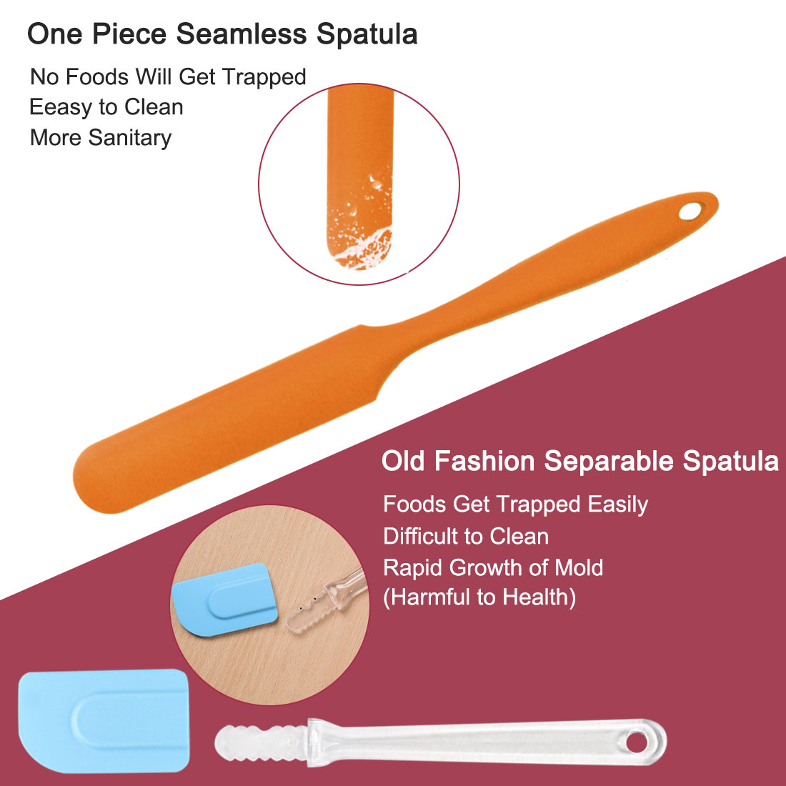 Unique Bargains Silicone Spatula 4 Pieces Heat Resistant Nonstick Turner Orange