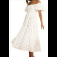 thumbnail image 3 of Vestidos Largos de Mujer con Escote Cuadrado, Corta Abullonada y Fruncido, Corte A, con y Fruncido. L, 3 of 10