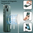 thumbnail image 5 of Designed for iPhone 13 Case Magnetic, [Support Wireless Charging] Rugged Cover with Wristband Anti-Drop Finger Strap Heavy Duty Shockproof Phone Case for iPhone 13, Green, 5 of 9