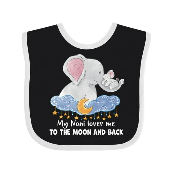 Inktastic My Noni Loves Me to the Moon and Back Elephant Family Boys or Girls Baby Bib