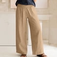 thumbnail image 2 of Pantalon Grand Ample pour Femmes en Coton et Lin, Grande Taille, avec Poches, 2 of 7