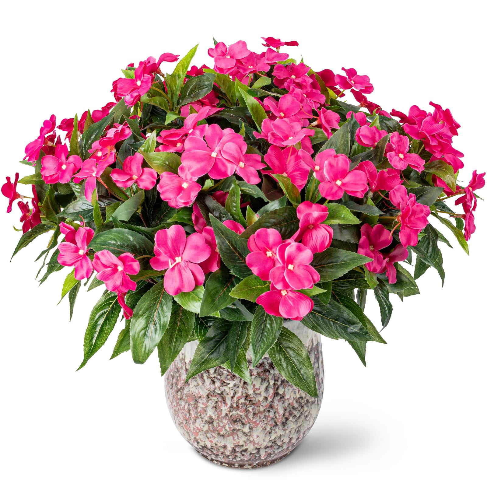 Artificial Fake Flowers for Outdoor Décor 6 Bundles UV Resistant Fake Plants for Planter Faux Flowers