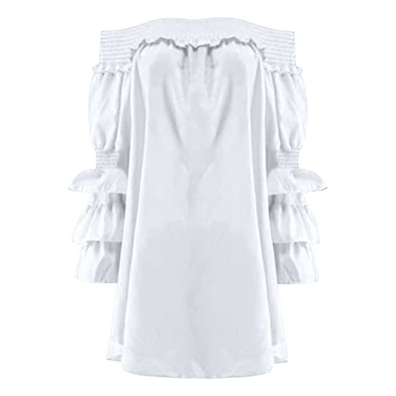 Vedolay Flowy Dresses For Women Women Fashion Peplum Bodycon Short Sleeve Bow Club Ruffle Pencil Party Dress,White S