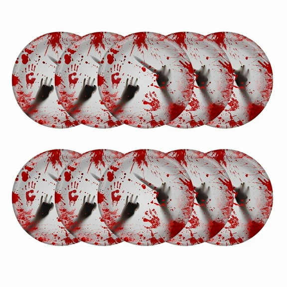 MOQIN Halloween Disposable Tableware Set - 10-Piece Printed Paper Plates Cups Forks & Spoons for Parties, Trick or Treat, Paper Plates and Napkins Party Supplies for Halloween