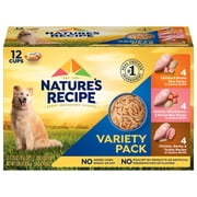 Nature's Recipe Chicken, Salmon & Turkey Wet Dog Food Variety Pack, 2.75 oz Cups (12 Pack)
