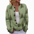 thumbnail image 2 of Plus Size Women's Christmas Santa & Tree Embroidered Cardigan Long Sleeve Round Neck Button Down Knit Sweater For Holiday Season, 2 of 6