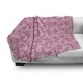 thumbnail image 3 of Hippie Soft Flannel Fleece Throw Blanket, Abstract and Vintage Leaves Bohemian Oriental Motif in Pink Shades, Cozy Plush for Indoor and Outdoor Use, 60" x 80", Magenta and White, by Ambesonne, 3 of 6