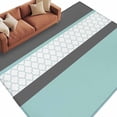 thumbnail image 2 of Rectangle Area Rug 6x9ft,Morocco Plaid Teal Stripes Washable Carpet Non-Slip Runner Accent Rugs Indoor Floor Mat for Bedroom Living Room Decor,Abstract Geometric Stitching, 2 of 9