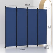 Room Divider 4 Panel Folding Privacy Screens 88 Portable Room Partition for Room Separator Freestanding Wall Divider for Office Bedroom Classroom Hospital, Blue