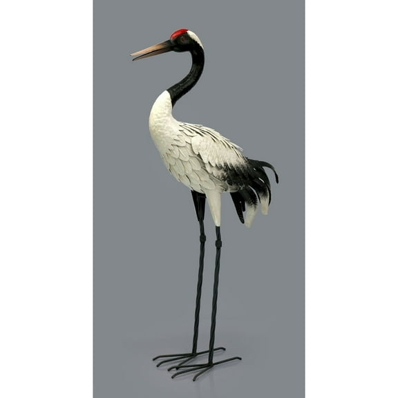 Unbranded White And Black With Red Crown Heron Statue