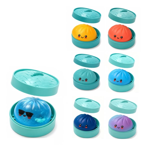 Dumpling Squishy Toys, Mystery Dumpling Squishy Toys With Steamer, Dumpling Stress Ball, Rainbow Mystery Squishys Bun, Anxiety Relief Fidget, Soft Squeeze Decompression Dough(Random Color)