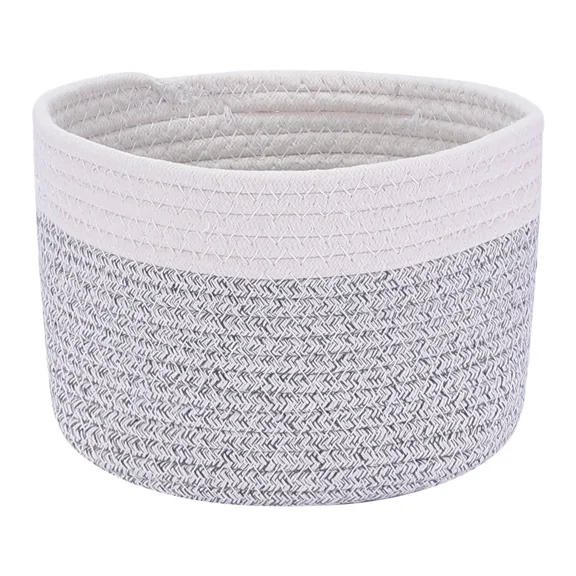 Woven Storage Basket Bin With Handle For Clothes Home Decor White Grey