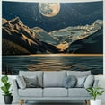 thumbnail image 4 of Chilfamy Mountain Tapestry, Sunset Tapestry Forest Tree Nature Landscape Tapestry, Mountain Moon Wall Hanging for Bedroom Living Room Dorm Room Dormitory Tapestry Painting, 4 of 6