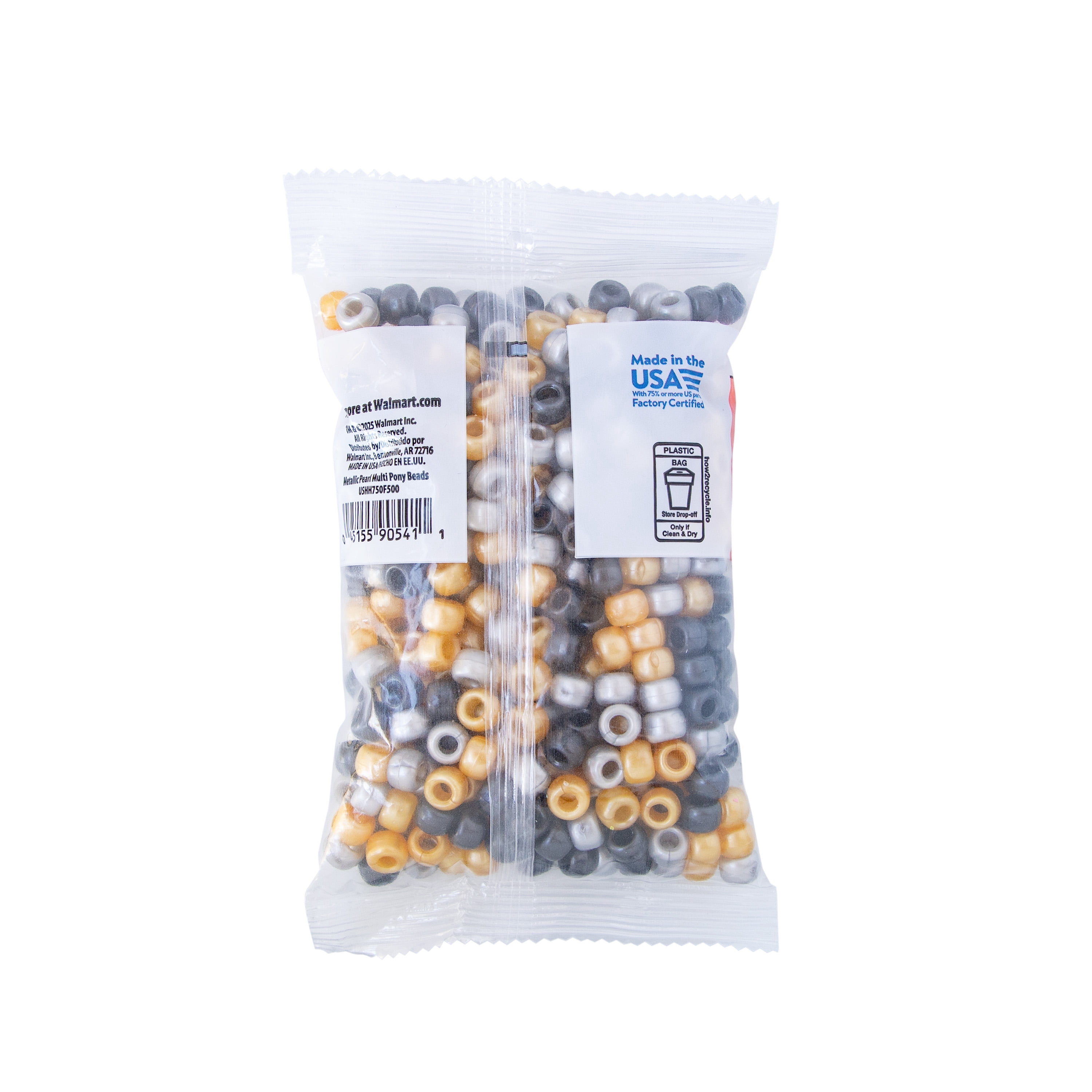 Hello Hobby Metallic Pearl Pony Bead Multi 500 Plastic Beads