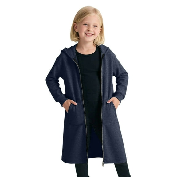 TBWNWG Girls Hoodies & Sweatshirts Girls Long Sleeve Zip Up Hooded Sweatshirt Outerwear Lined Jacket Ideal for Autumn Winter Activities,Size 8-10 Years
