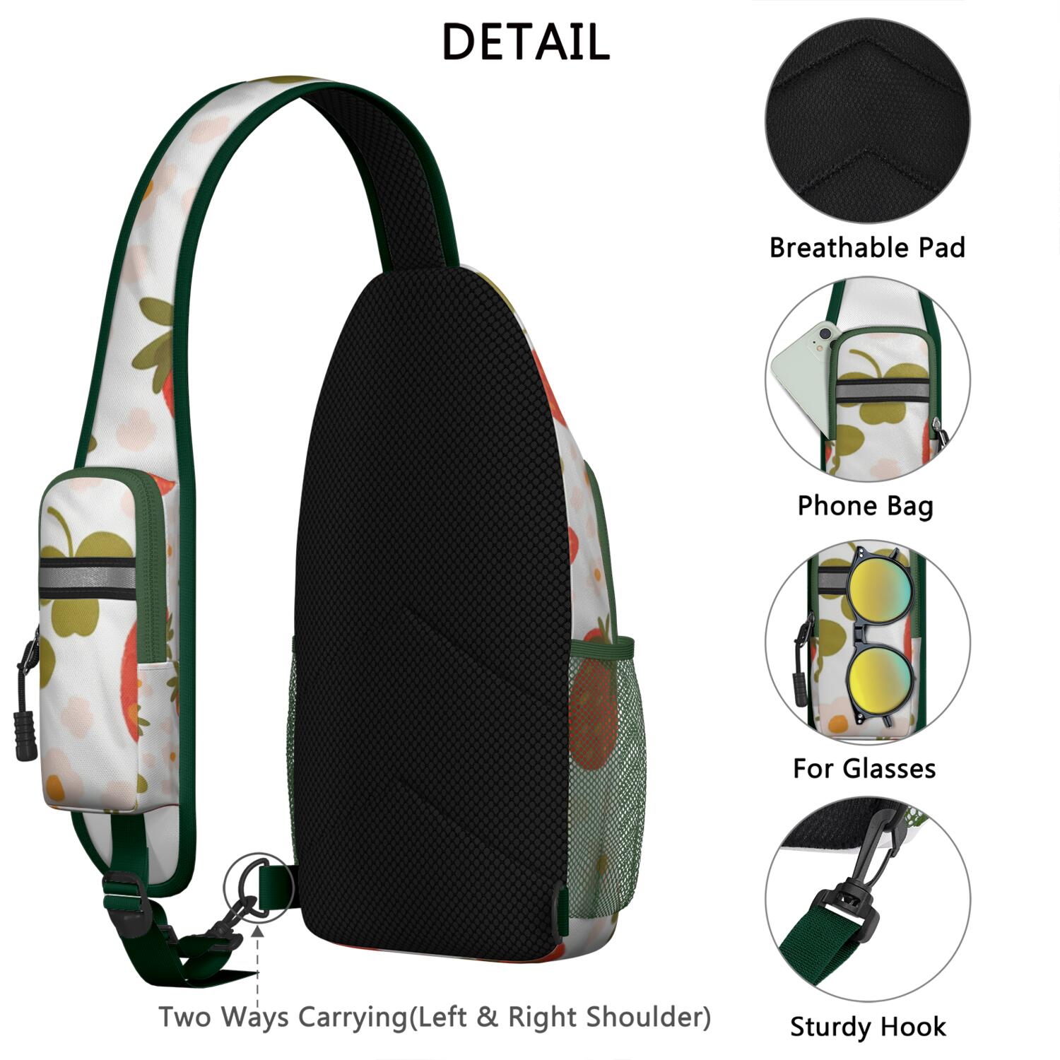 Crossbody Sling Bag Strawberry Travel Sling Bag Casual Bag for Men Women