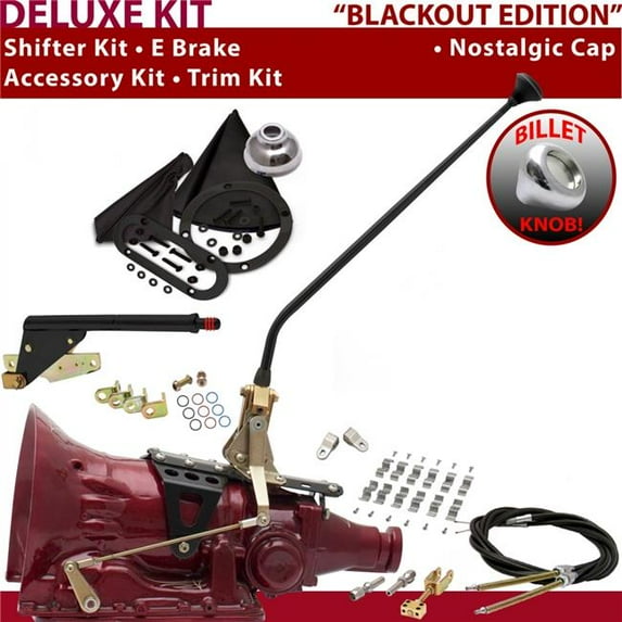 American Shifter AOD Shifter Kit Black 23 in. E Brake Cable Clamp Clevis Trim Kit for F4181