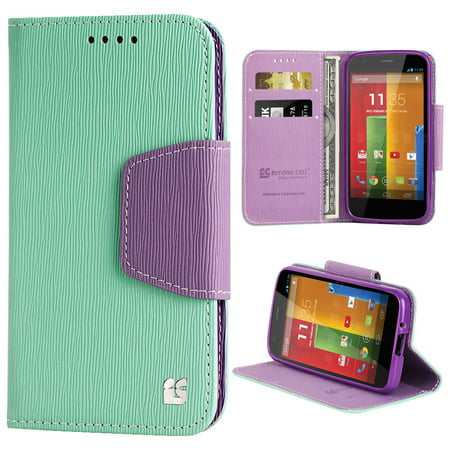 MINT PURPLE WALLET CREDIT CARD CASE STAND FOR MOTOROLA MOTO-G 1st Gen (Best First Credit Card For College Graduate)