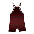 thumbnail image 5 of Cethrio Girls Striped Jumpsuit, Sleeveless Casual Cotton Pocket Summer Pants Wine Size 9 T, 5 of 6