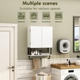 thumbnail image 6 of Fluted Bathroom Wall Cabinet with 2 Doors, 3-Tier Modern Farmhouse Medicine Cabinet, Over The Toilet Storage Cabinet with Adjustable Shelf and Towel Bar (White, Medium), 6 of 18