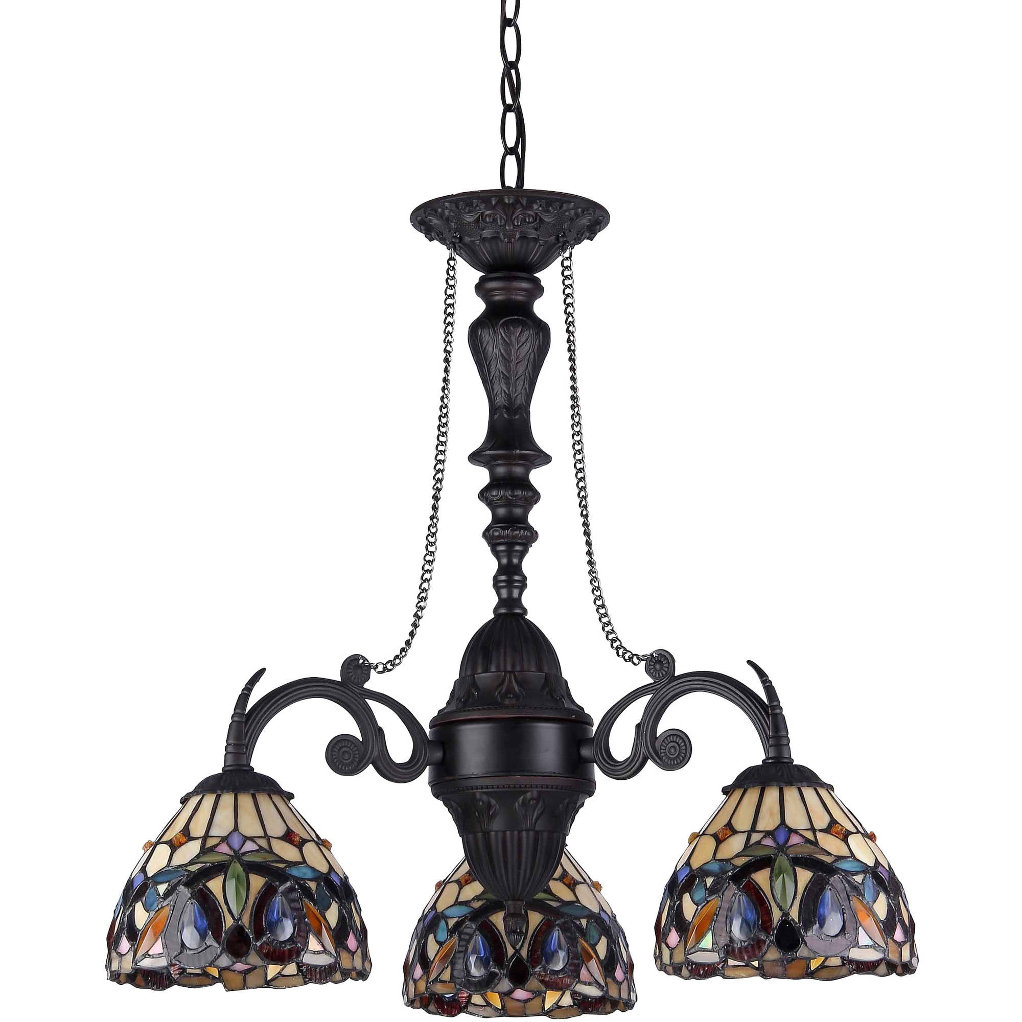 Victorian Style Mini Chandelier with Three Lights, Multicolor