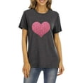 thumbnail image 3 of Luxalzxs Sparkly Tops for Women Plus Size Glittery Heart Graphic Valentine’s Day Short Sleeve Tees Tops Valentines Day Gifts, 3 of 4